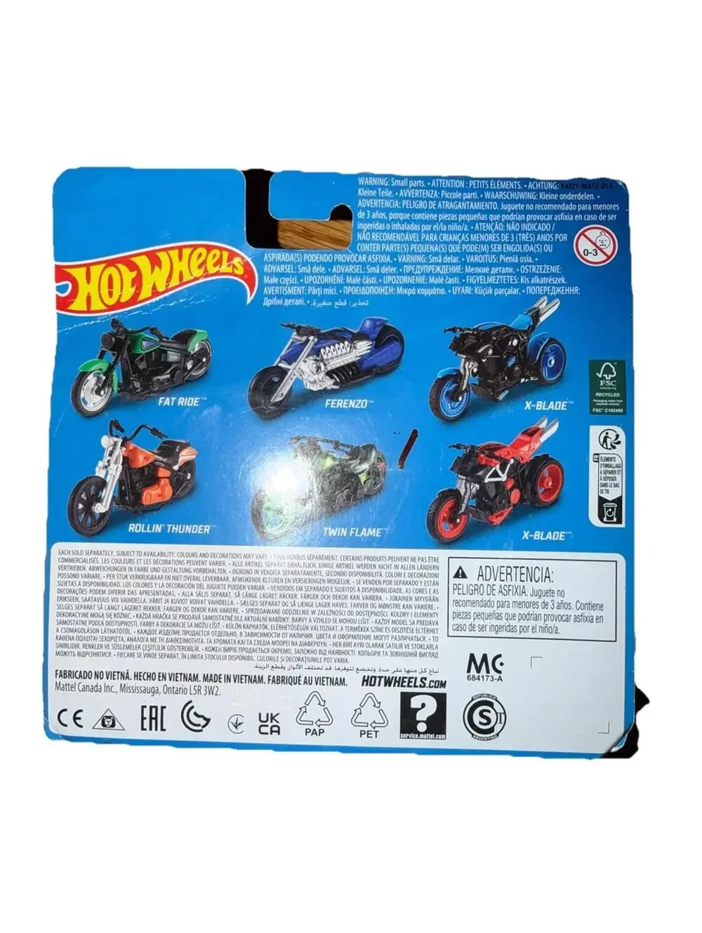 Hot Wheels Motorcycles Assortment X4221 Complete Set Of 6 - X-Blade, Twin Flame